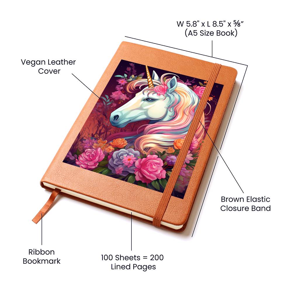 Cute Unicorn 021 - Vegan Leather Journal