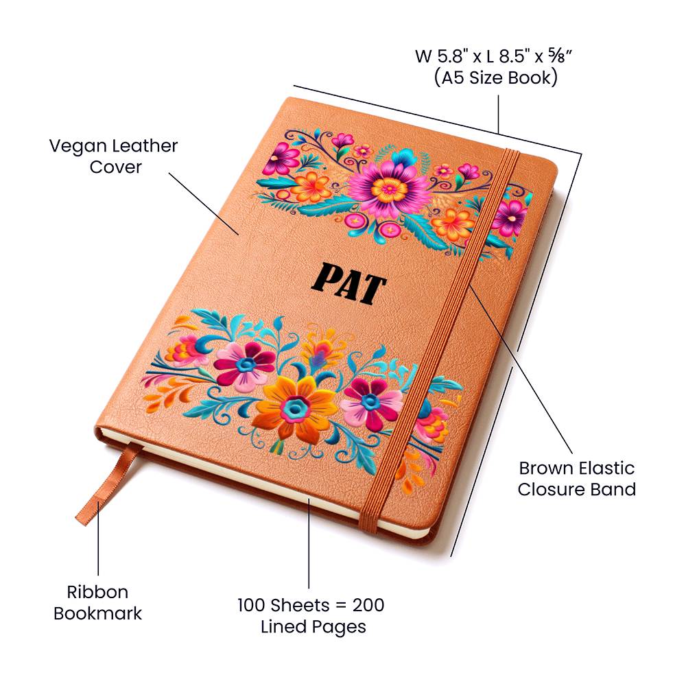 Pat (Mexican Flowers 1) - Vegan Leather Journal