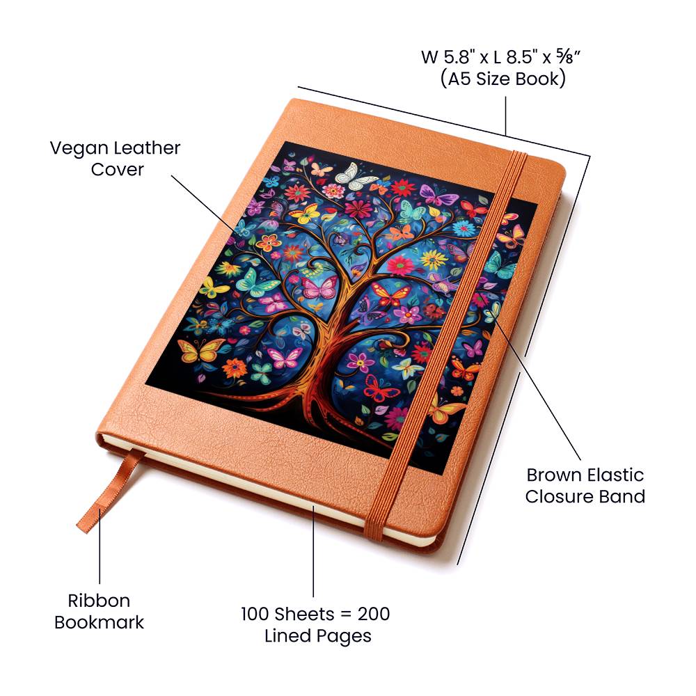 Birds And Floral Design 105 - Vegan Leather Journal