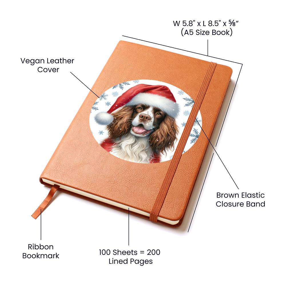Christmas Dog - English Springer Spaniel - Vegan Leather Journal