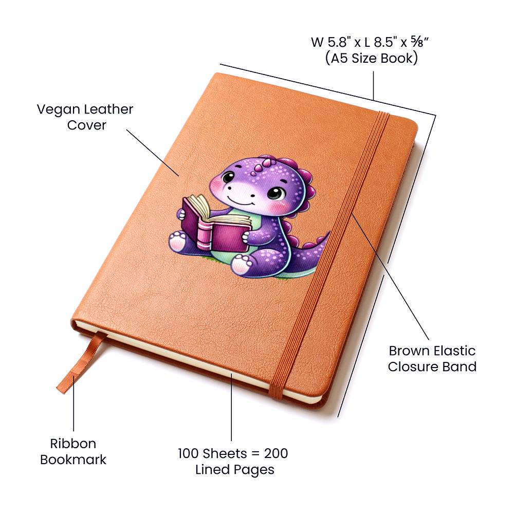 Colorful Baby Dinosaur 044 - Vegan Leather Journal