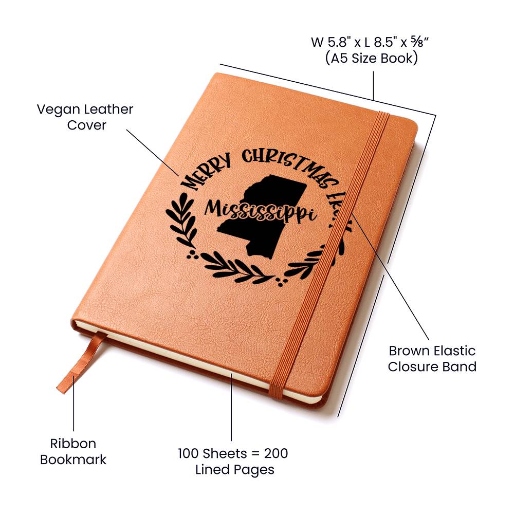 Merry Christmas From Mississippi - Vegan Leather Journal