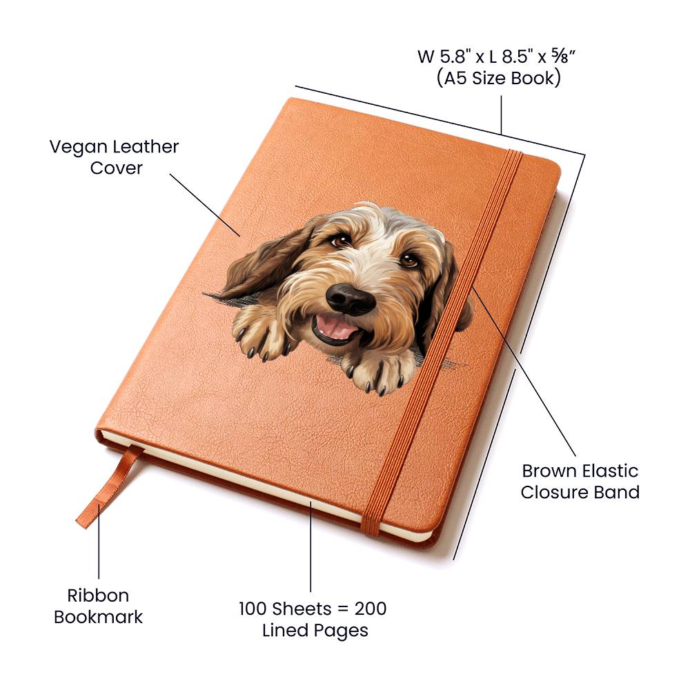 Petit Basset Griffon Vendeen Peeking - Vegan Leather Journal