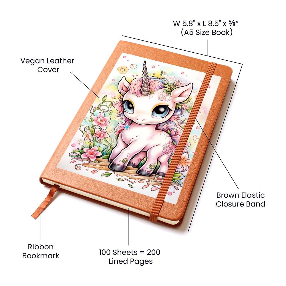 Cute Unicorn 091 - Vegan Leather Journal