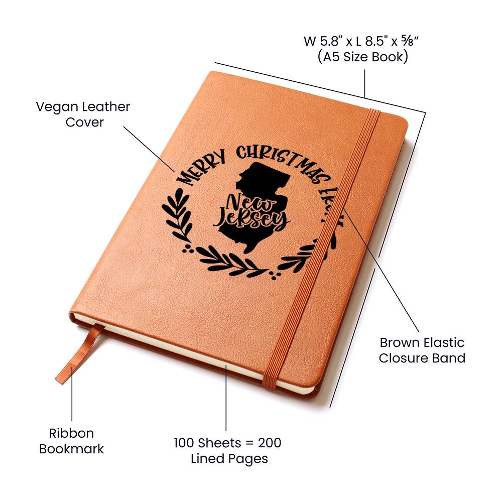Merry Christmas From New Jersey - Vegan Leather Journal