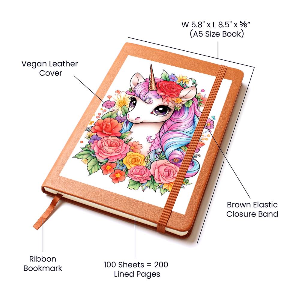 Cute Unicorn 085 - Vegan Leather Journal