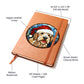 Dog Stained Glass Christmas Design 028 - Vegan Leather Journal