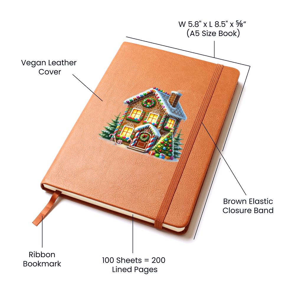 Christmas Gingerbread House 002 - Vegan Leather Journal