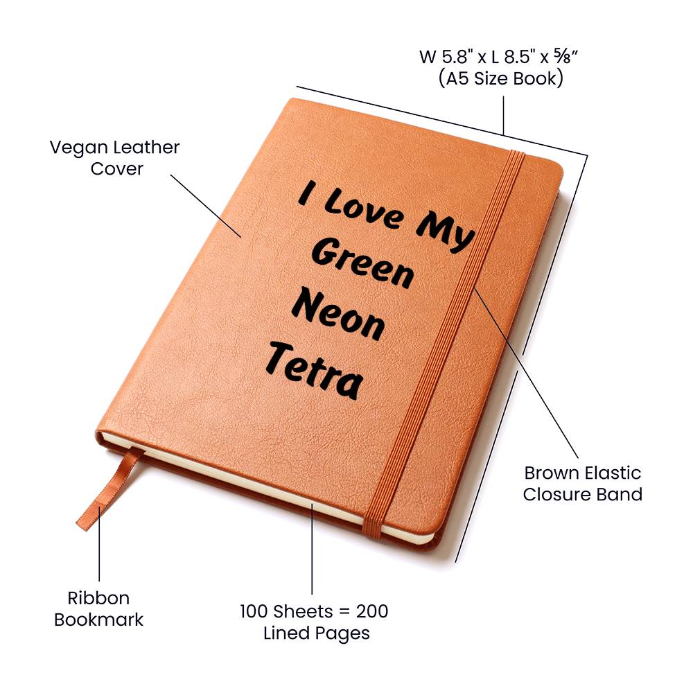 Love My Green Neon Tetra - Vegan Leather Journal