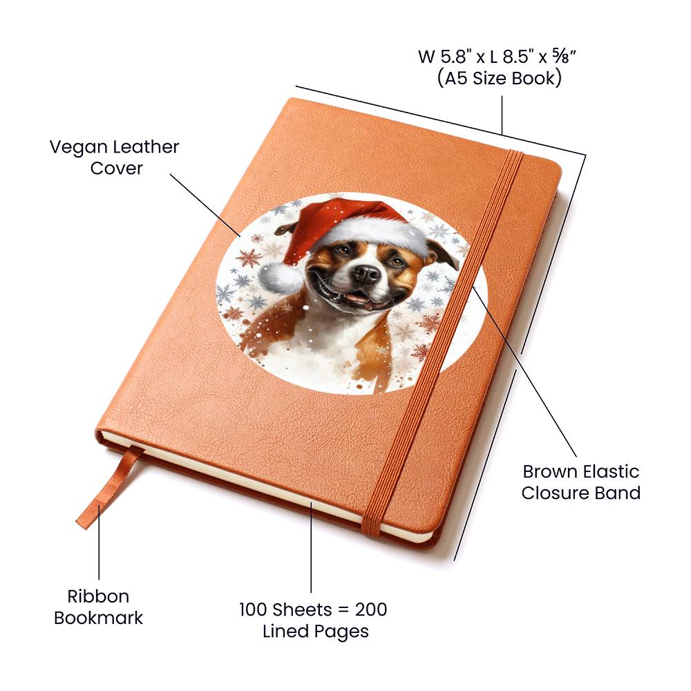 Christmas Dog - American Staffordshire Terrier - Vegan Leather Journal