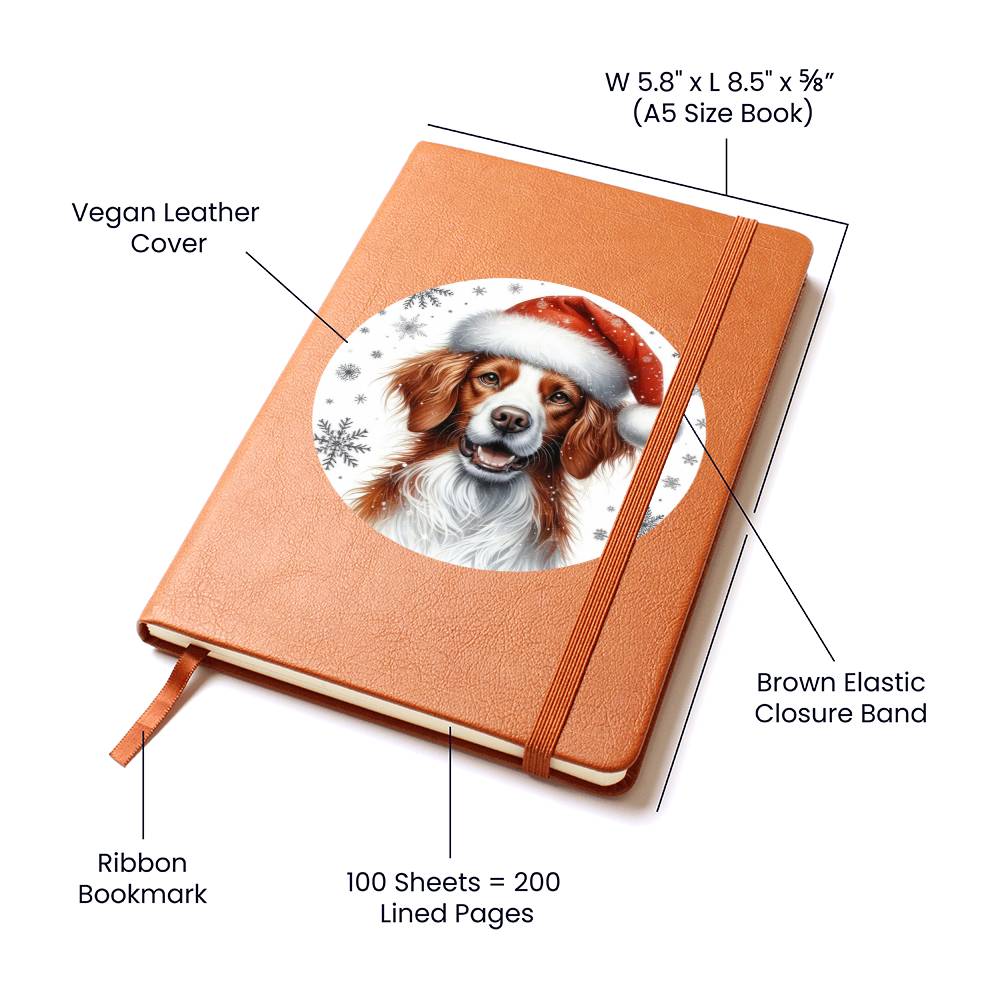 Christmas Dog - Brittany - Vegan Leather Journal