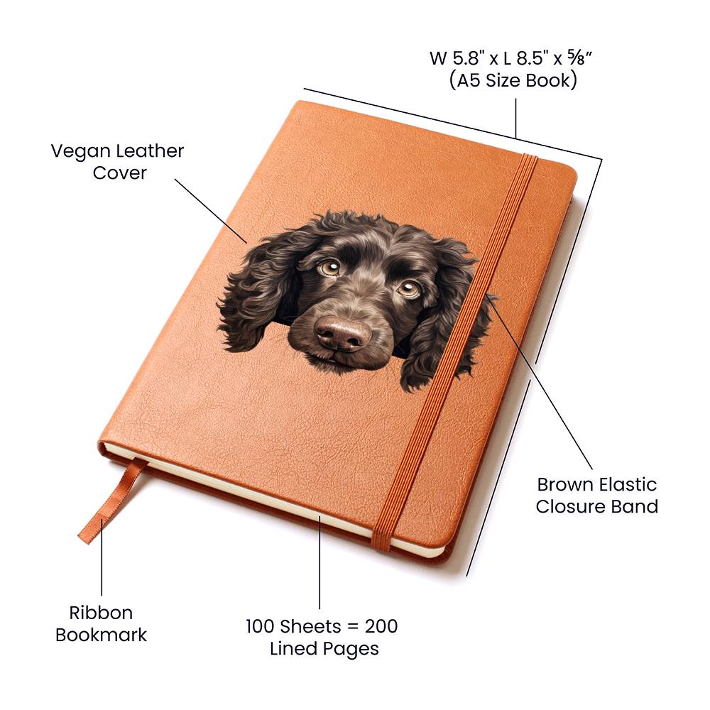 American Water Spaniel Peeking - Vegan Leather Journal