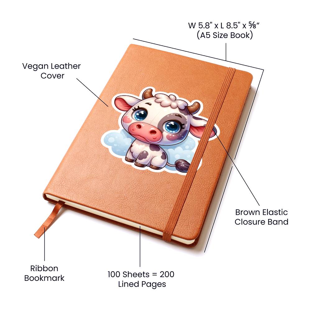 Cute Cow sticker 31 - Vegan Leather Journal