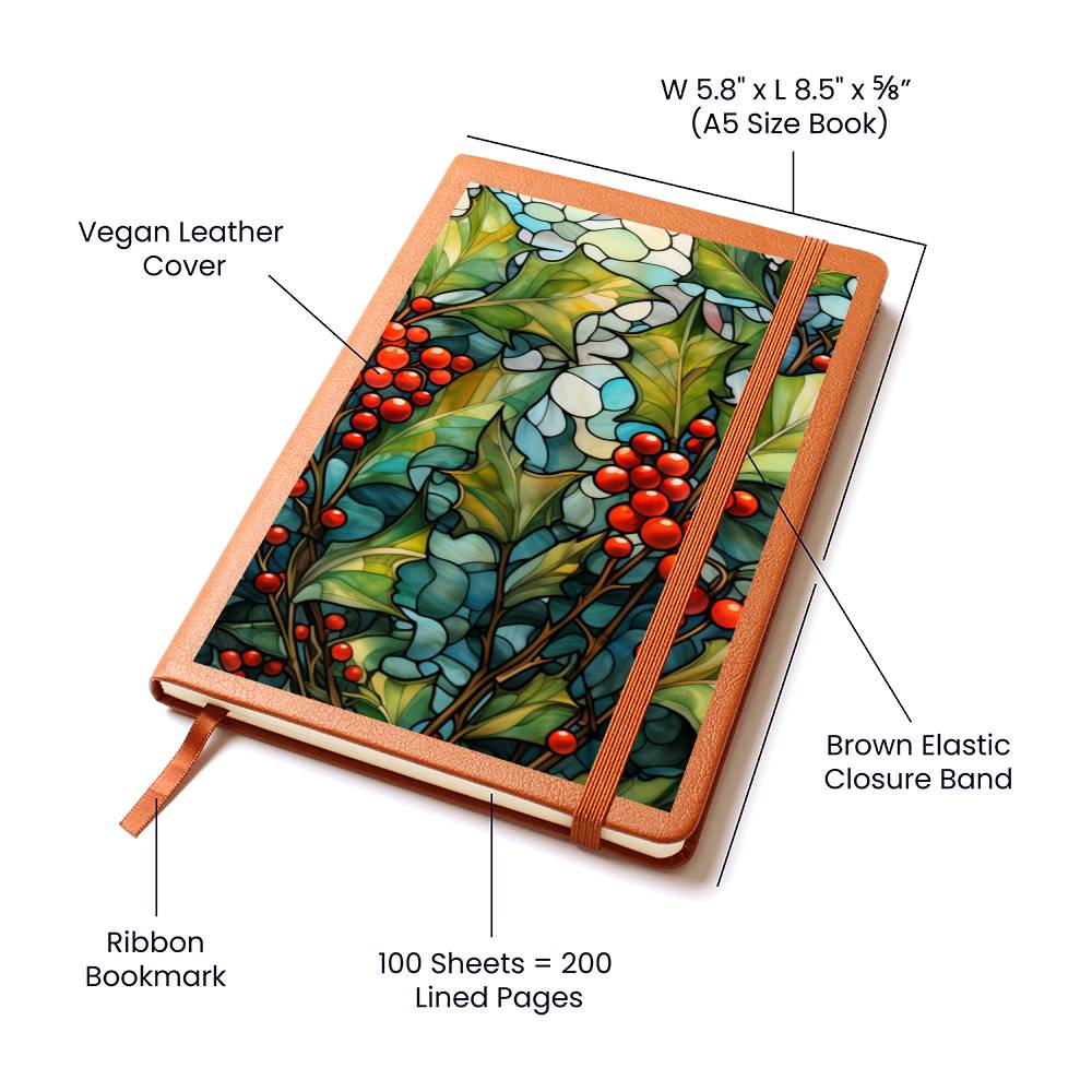 Christmas Stained Glass Design 034 - Vegan Leather Journal