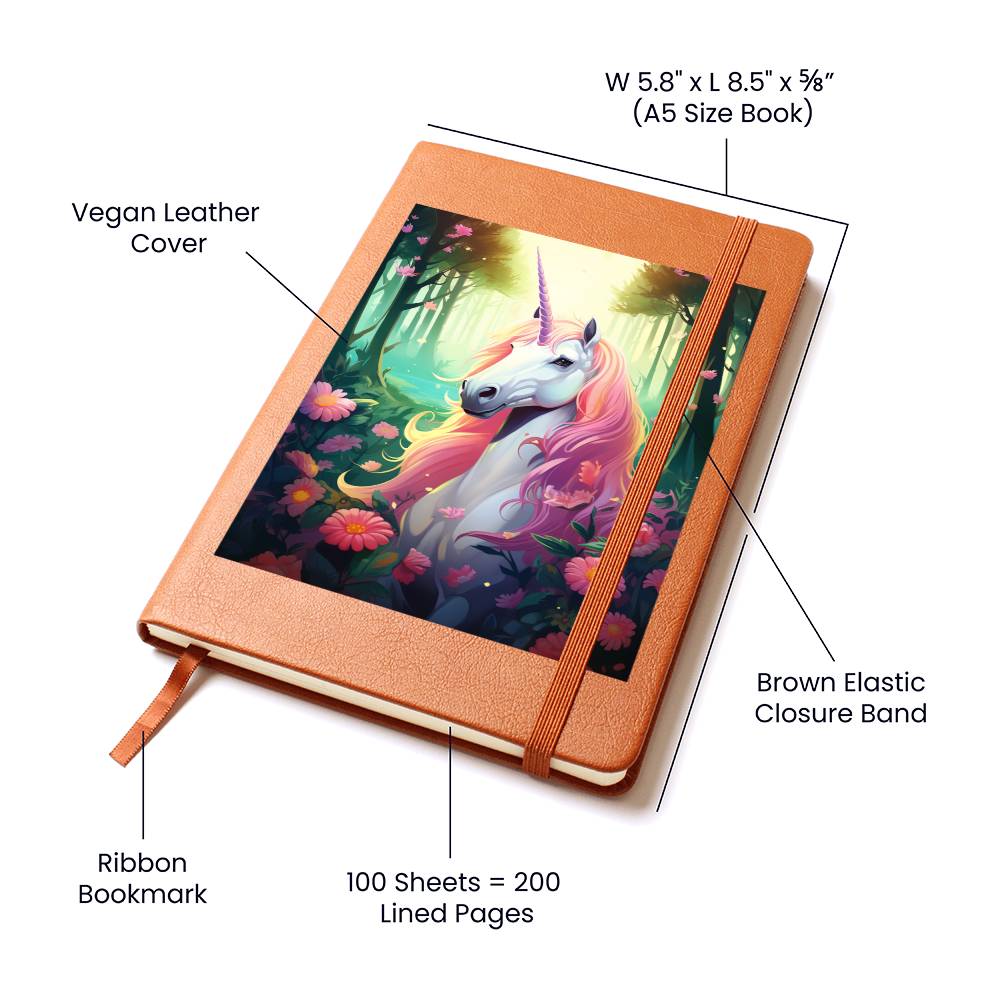 Cute Unicorn 026 - Vegan Leather Journal