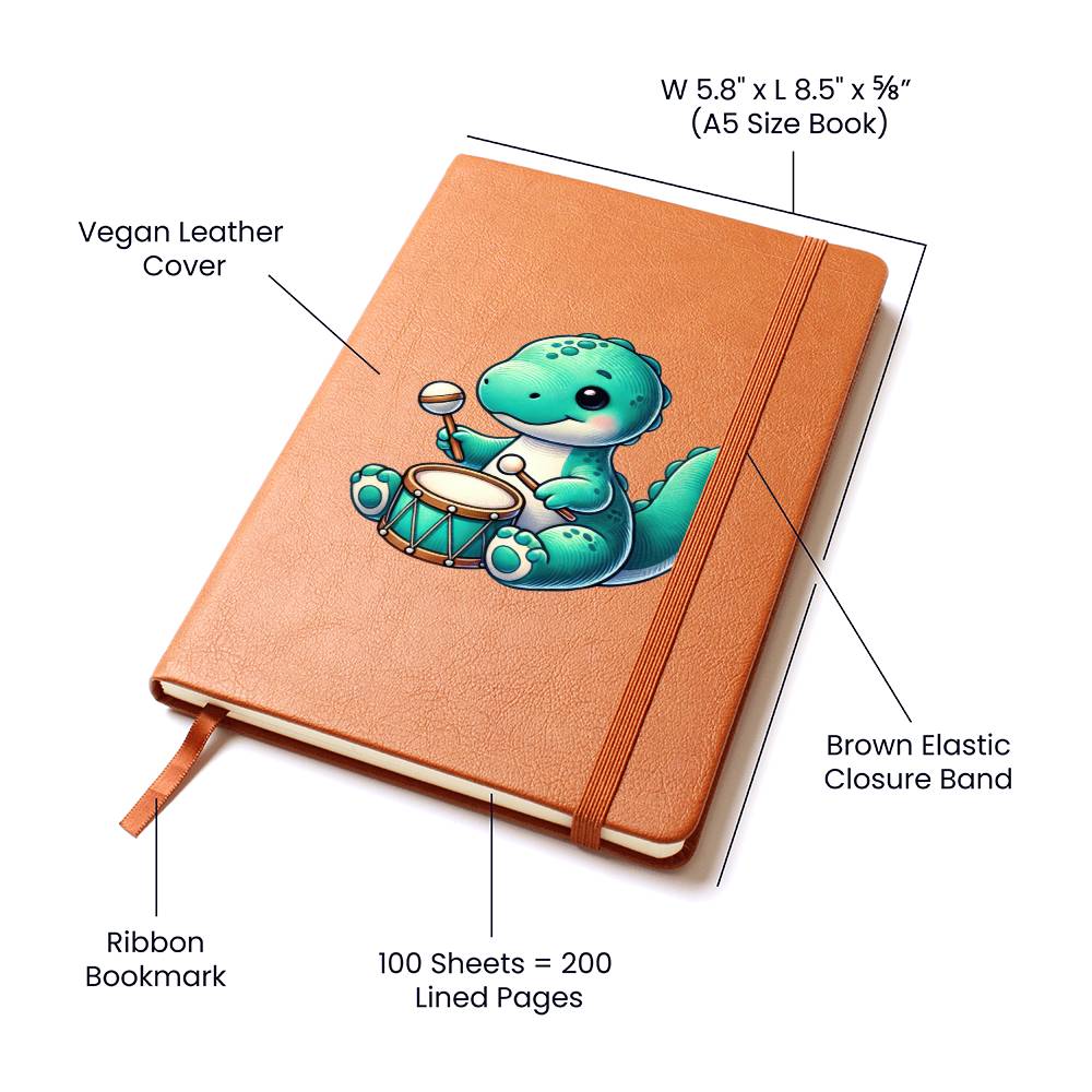 Colorful Baby Dinosaur 105 - Vegan Leather Journal