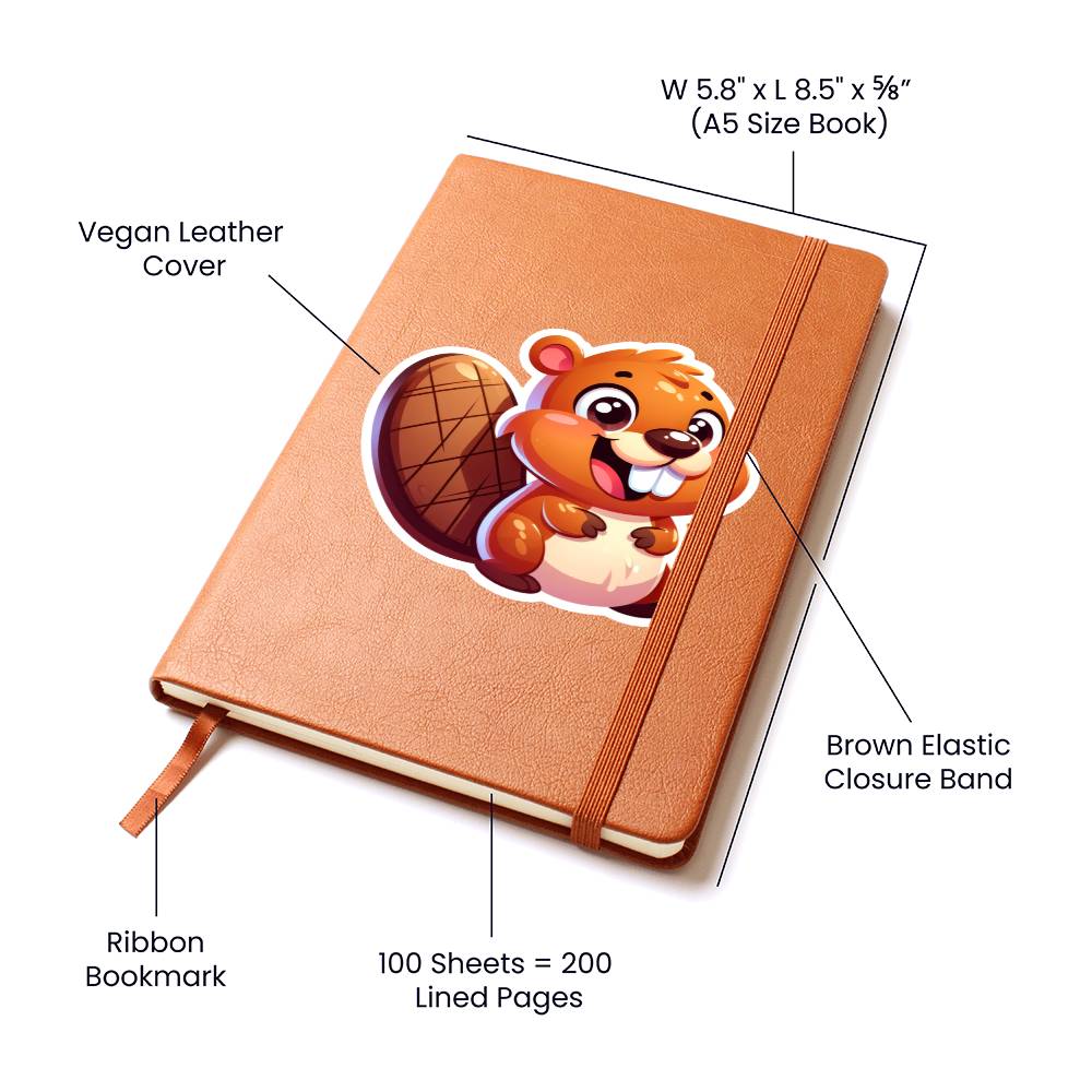 Cute Beaver sticker 10 - Vegan Leather Journal