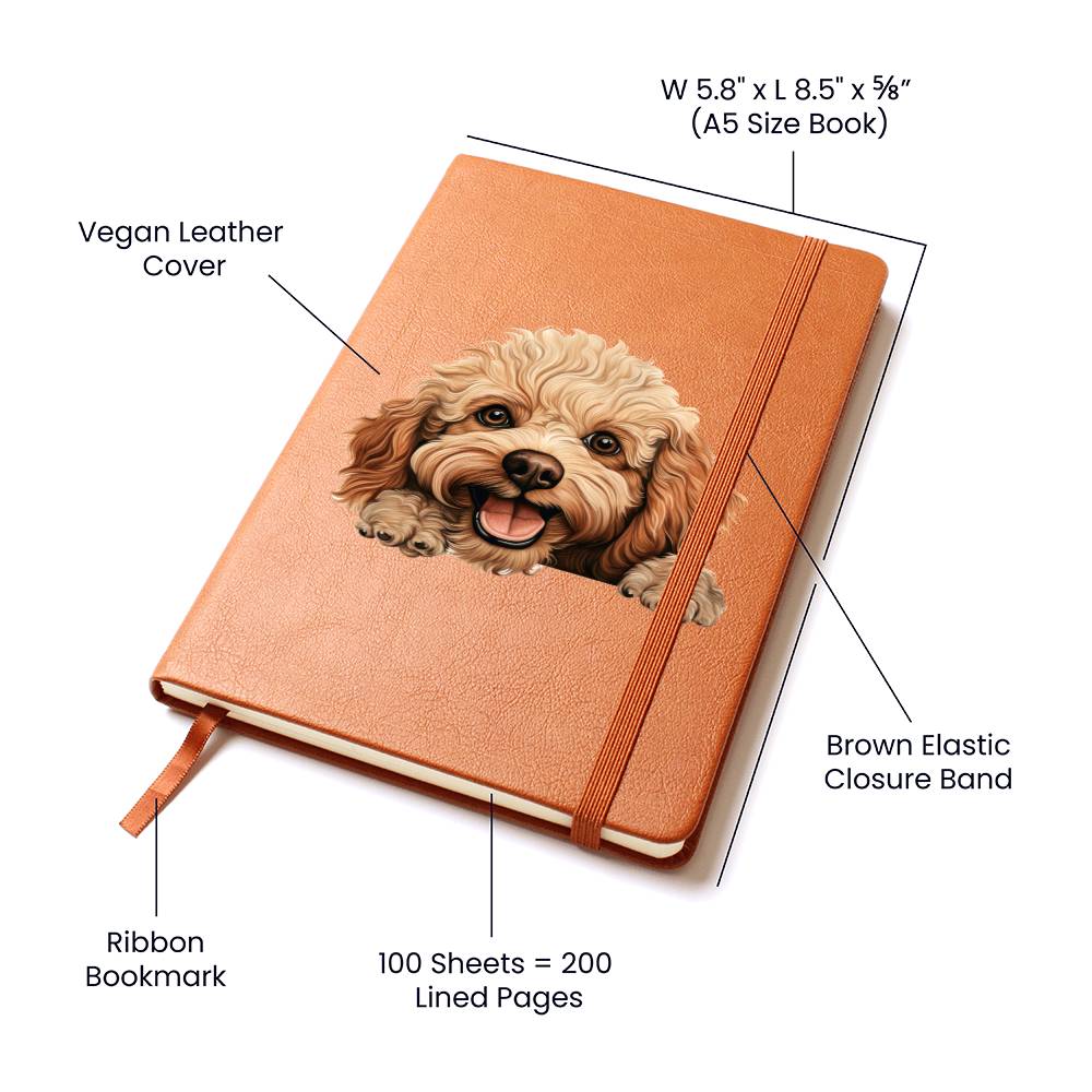 Toy Poodle Peeking - Vegan Leather Journal