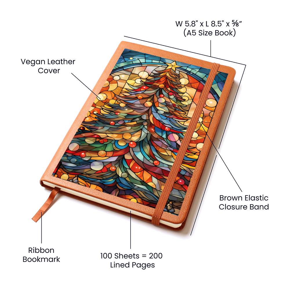 Christmas Stained Glass Design 029 - Vegan Leather Journal