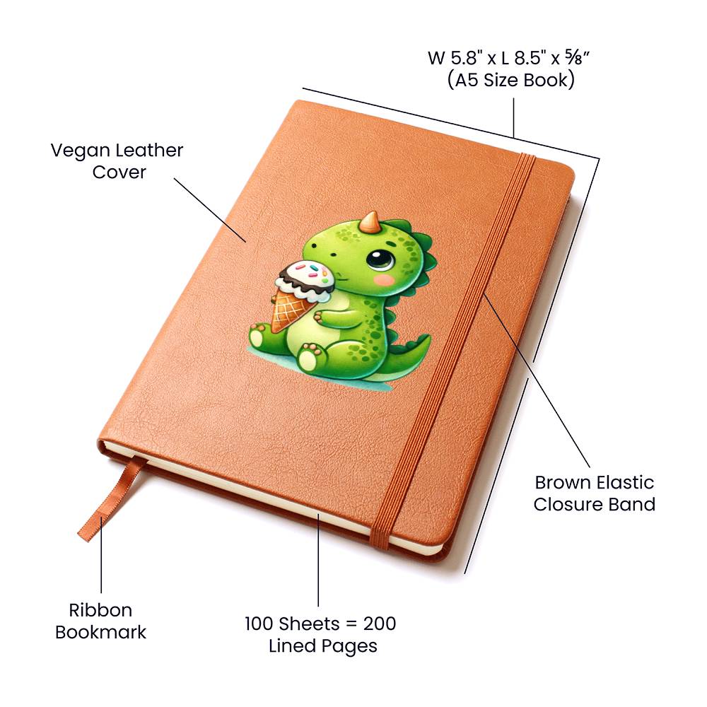 Colorful Baby Dinosaur 050 - Vegan Leather Journal