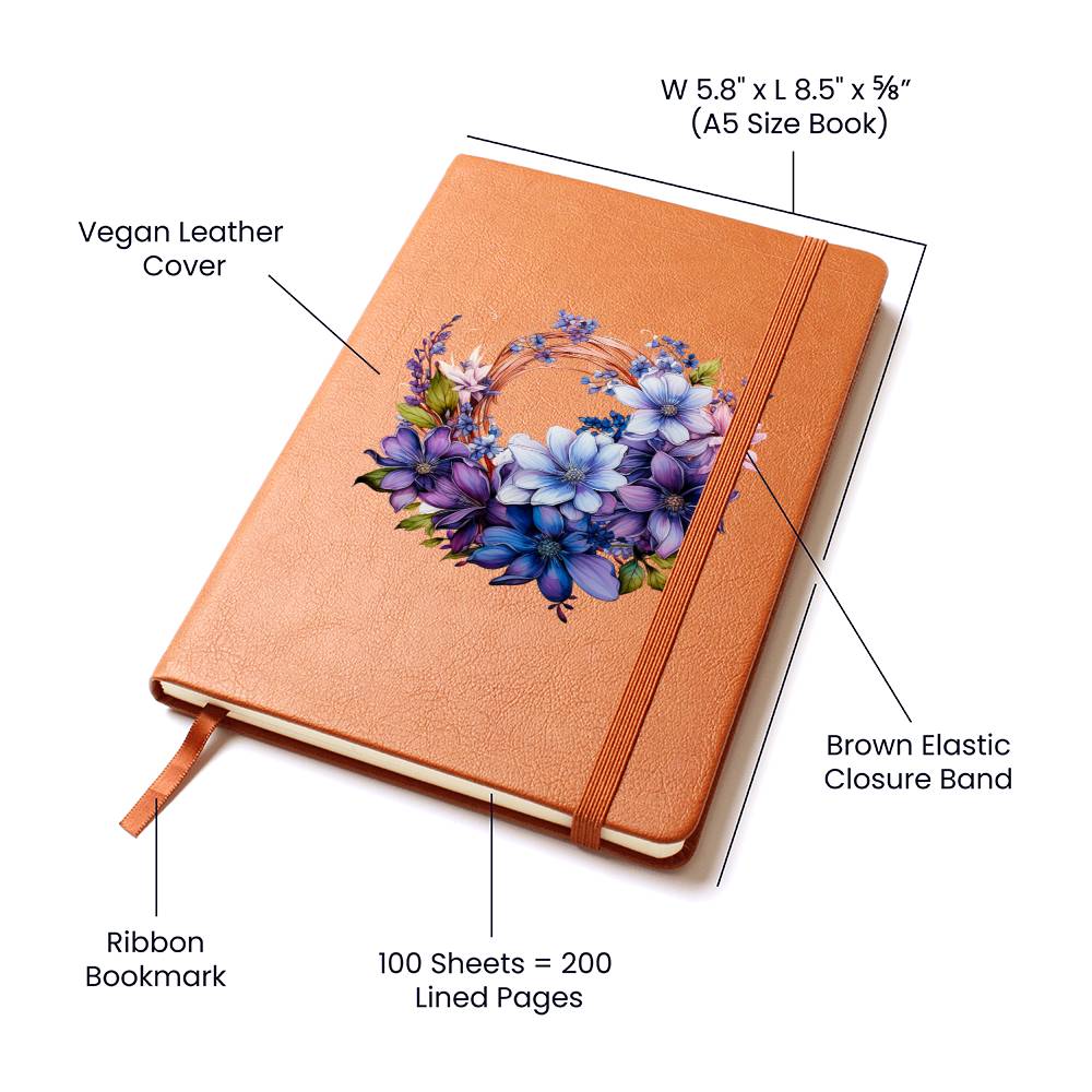 Floral Flower Wreath 112 - Vegan Leather Journal