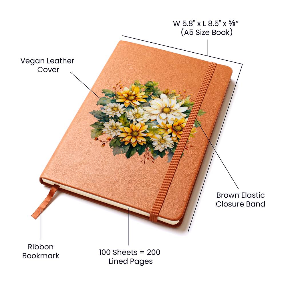 Floral Flower Wreath 041 - Vegan Leather Journal