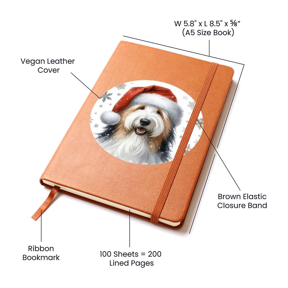 Christmas Dog - Old English Sheepdog - Vegan Leather Journal