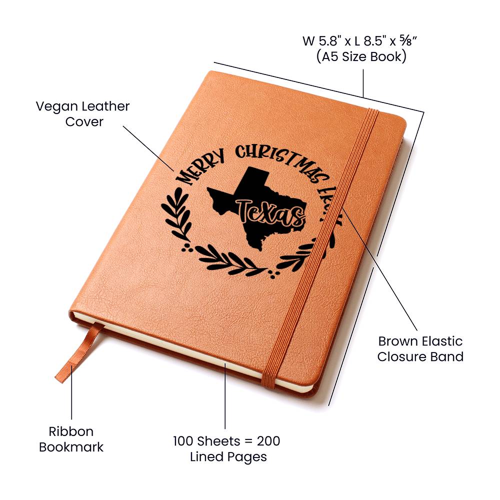 Merry Christmas From Texas - Vegan Leather Journal