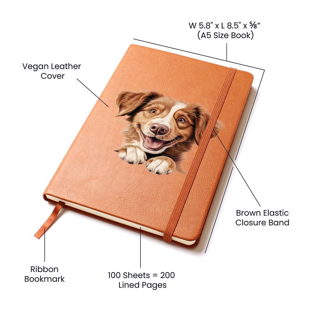 Nova Scotia Duck Tolling Retriever Peeking - Vegan Leather Journal