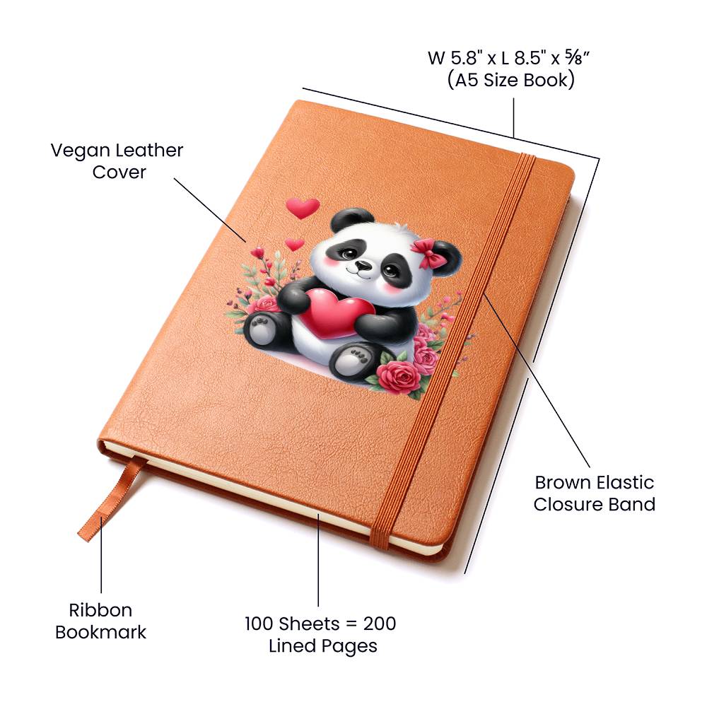 Valentine's Day Panda 019 - Vegan Leather Journal