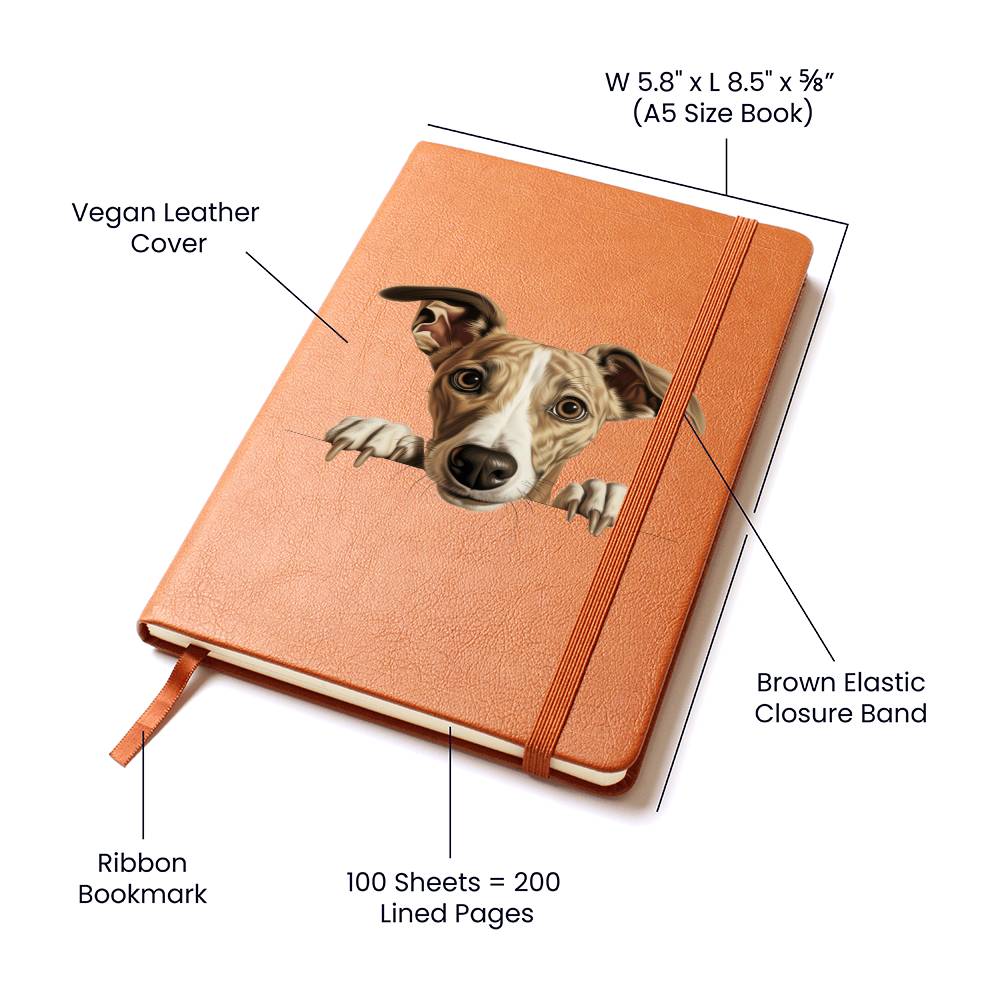 Whippet Peeking - Vegan Leather Journal