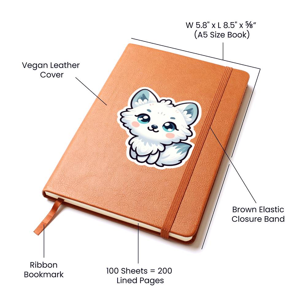 Cute Arctic Fox 06 - Vegan Leather Journal