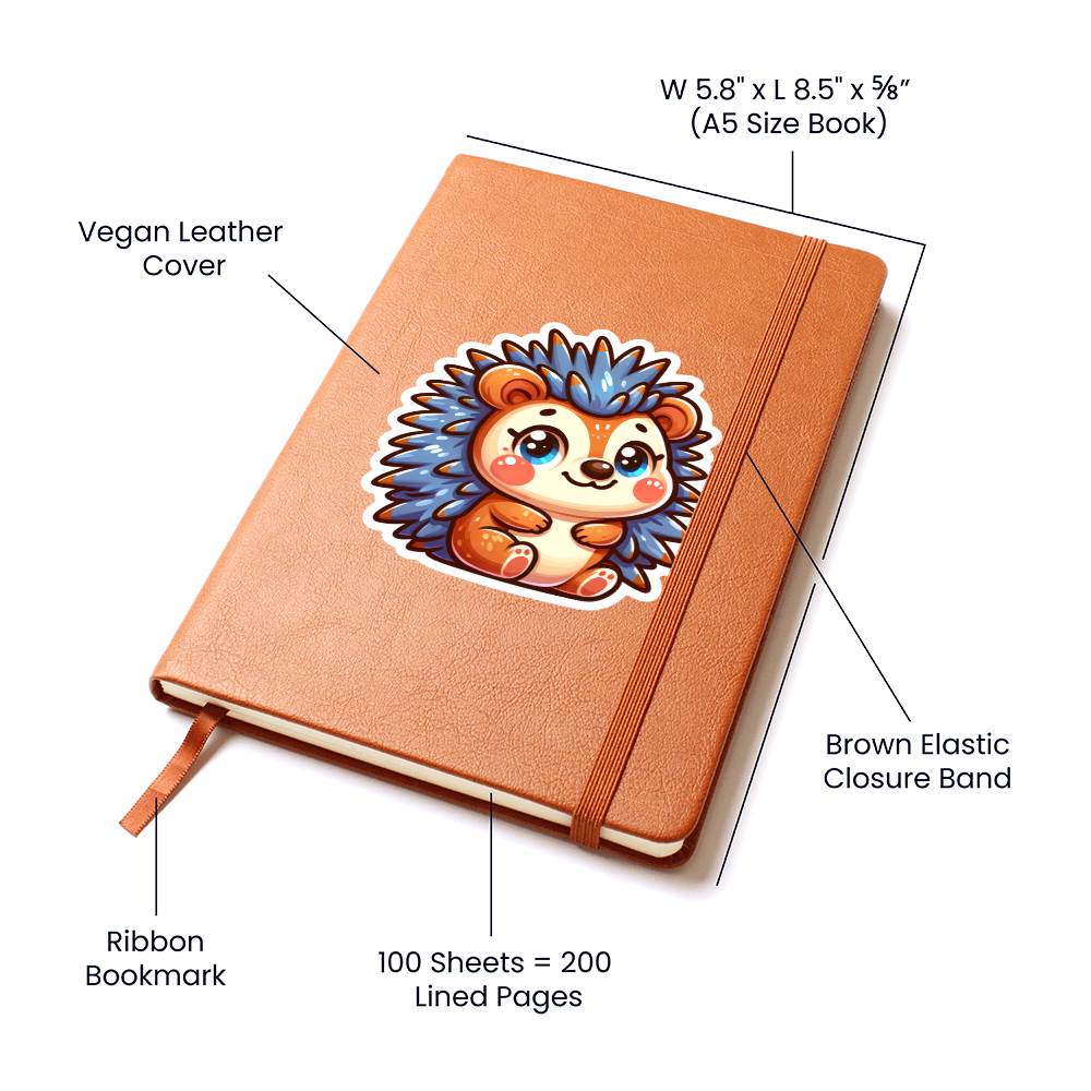 Cute Hedgehog sticker 66 - Vegan Leather Journal