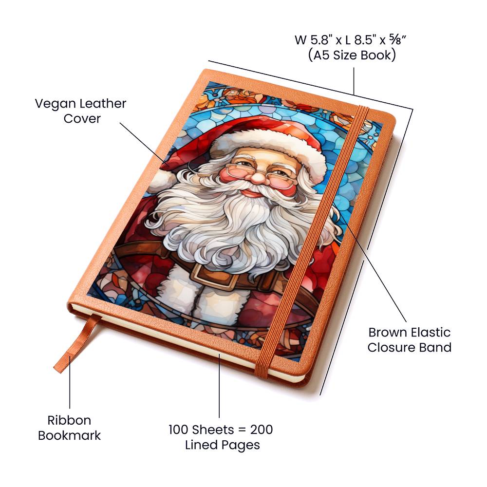 Christmas Stained Glass Design 013 - Vegan Leather Journal