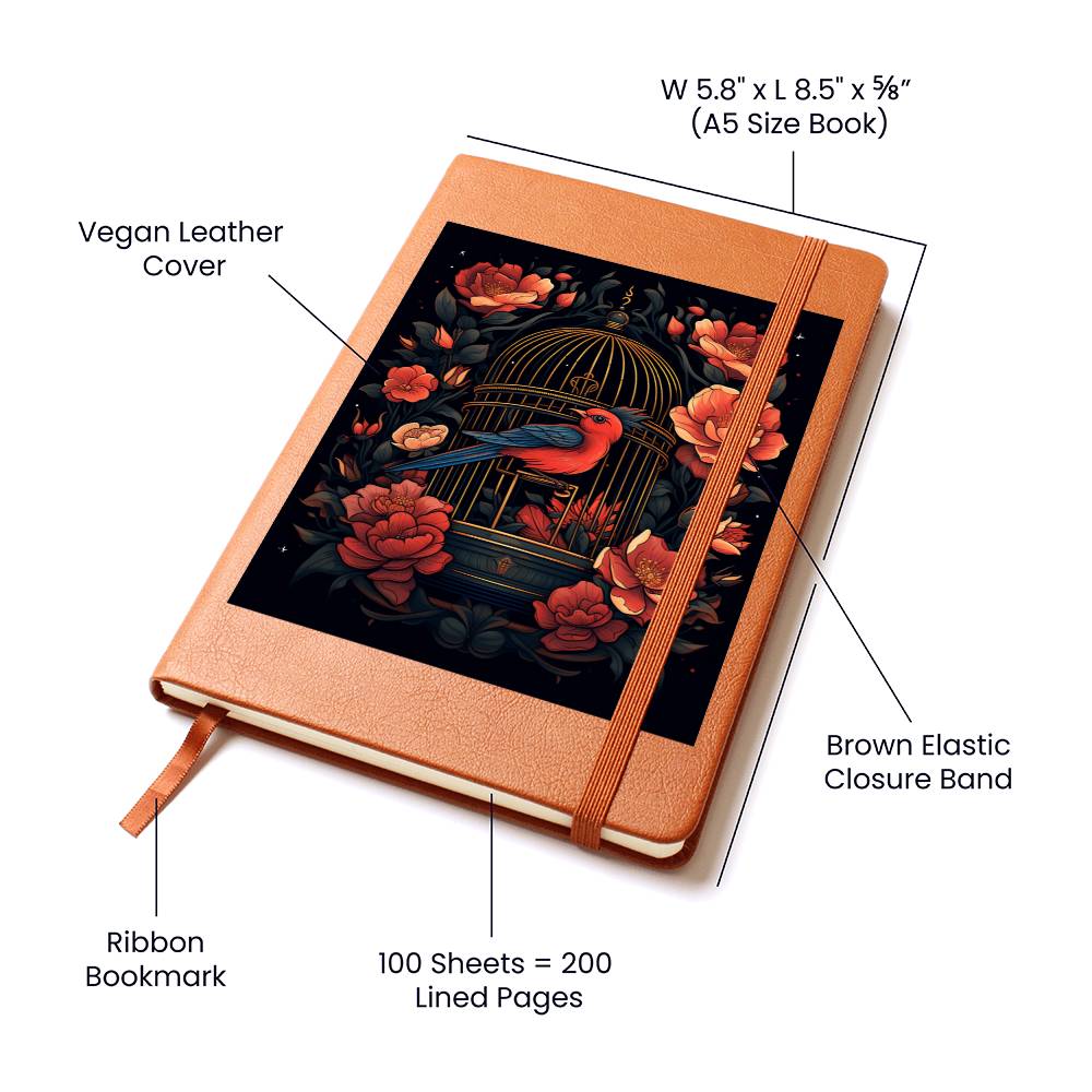 Birds And Floral Design 140 - Vegan Leather Journal