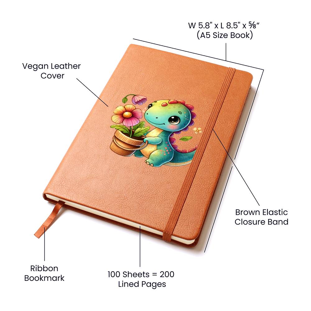 Colorful Baby Dinosaur 006 - Vegan Leather Journal
