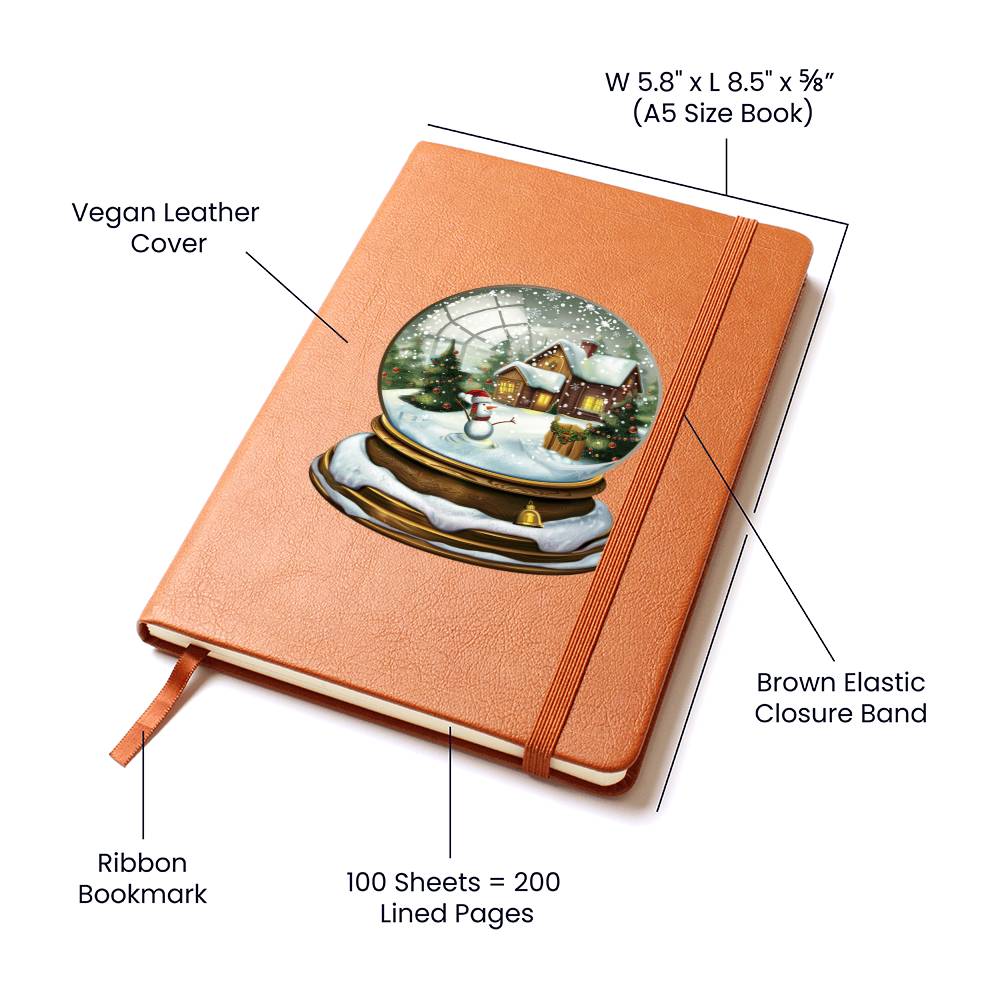 Watercolor Christmas Snow Globe 005 - Vegan Leather Journal