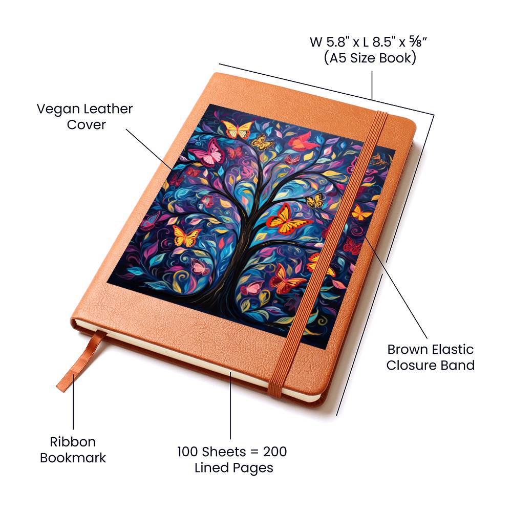 Birds And Floral Design 108 - Vegan Leather Journal