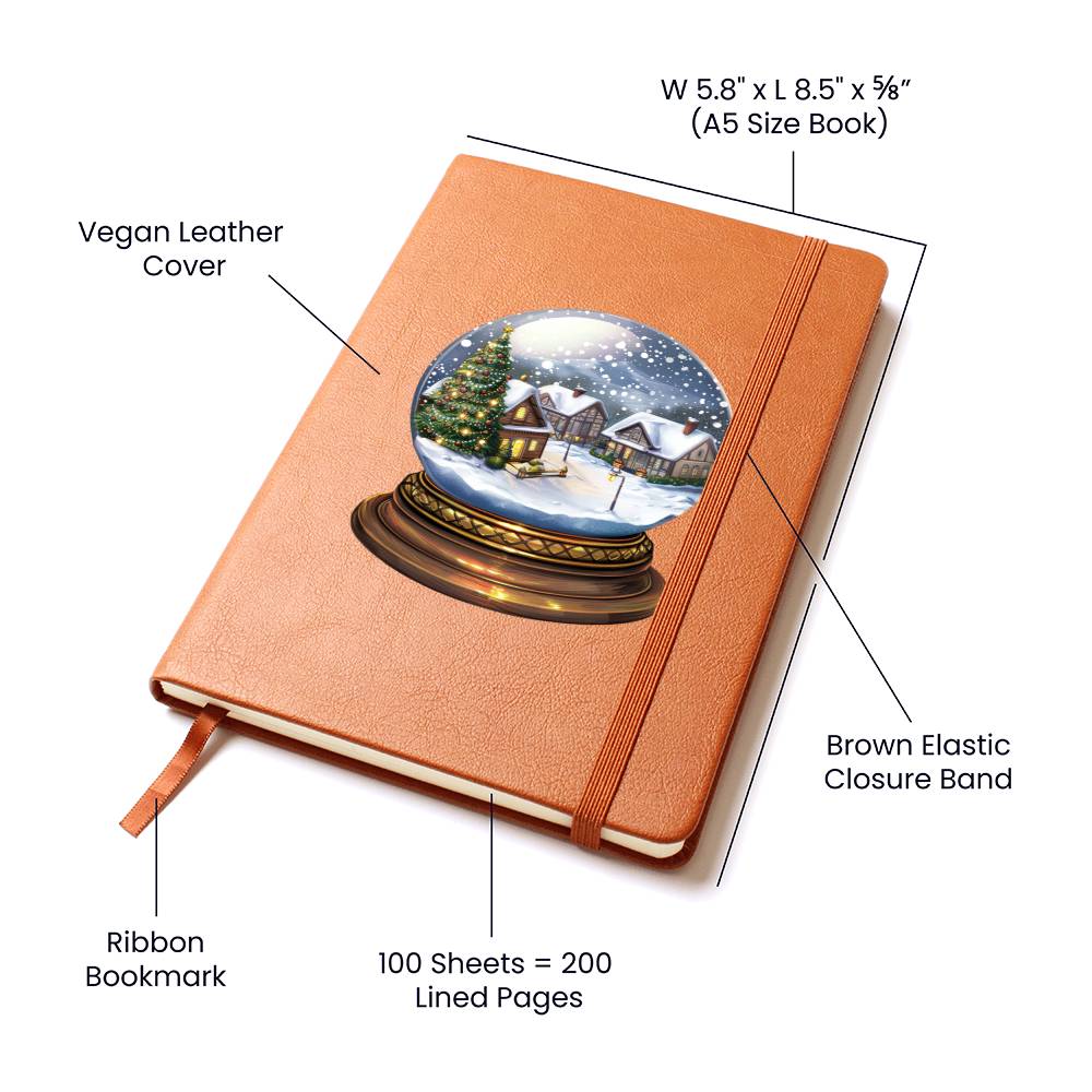 Watercolor Christmas Snow Globe 028 - Vegan Leather Journal