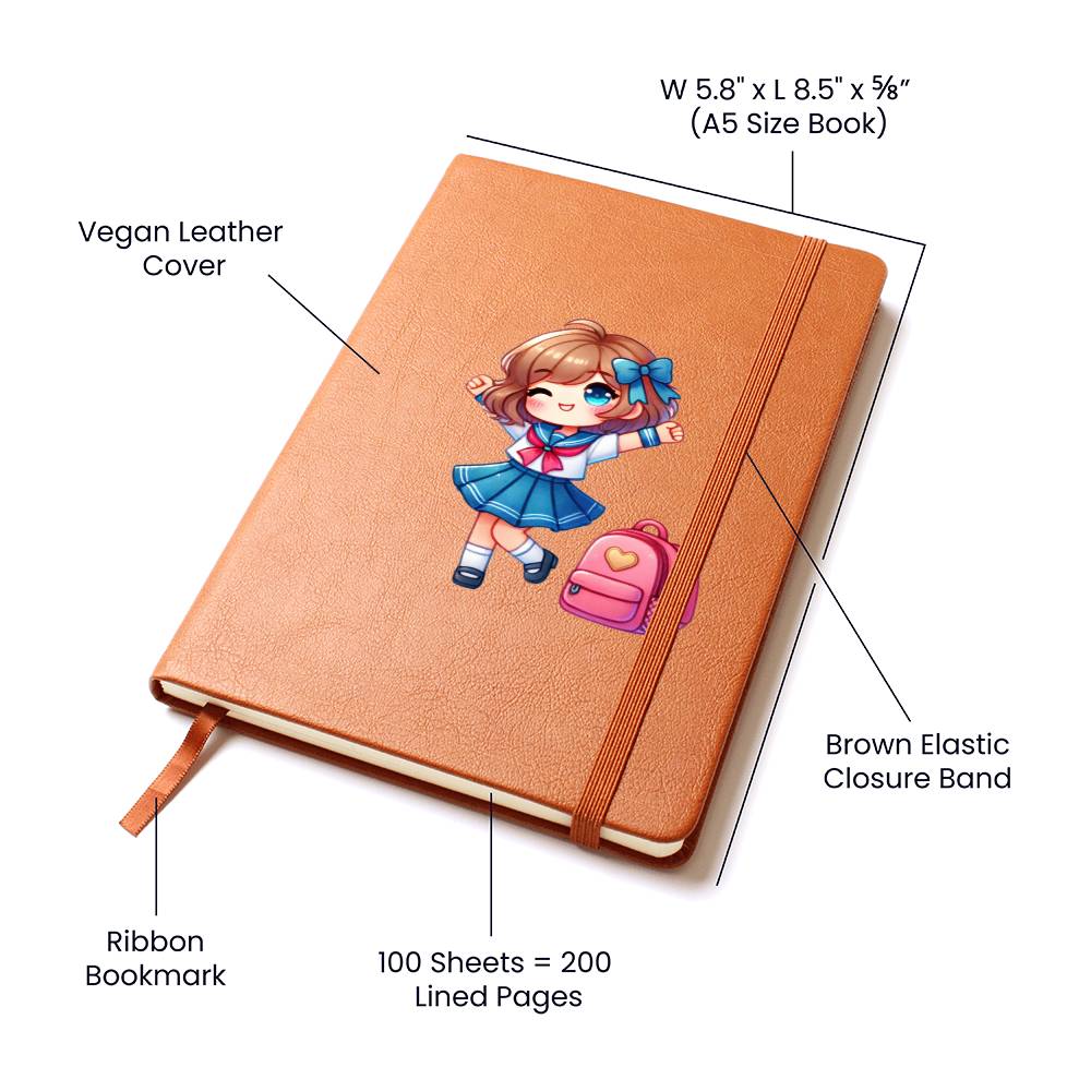 Cute Back to School Sticker 018 - Vegan Leather Journal