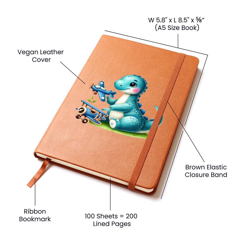 Colorful Baby Dinosaur 070 - Vegan Leather Journal