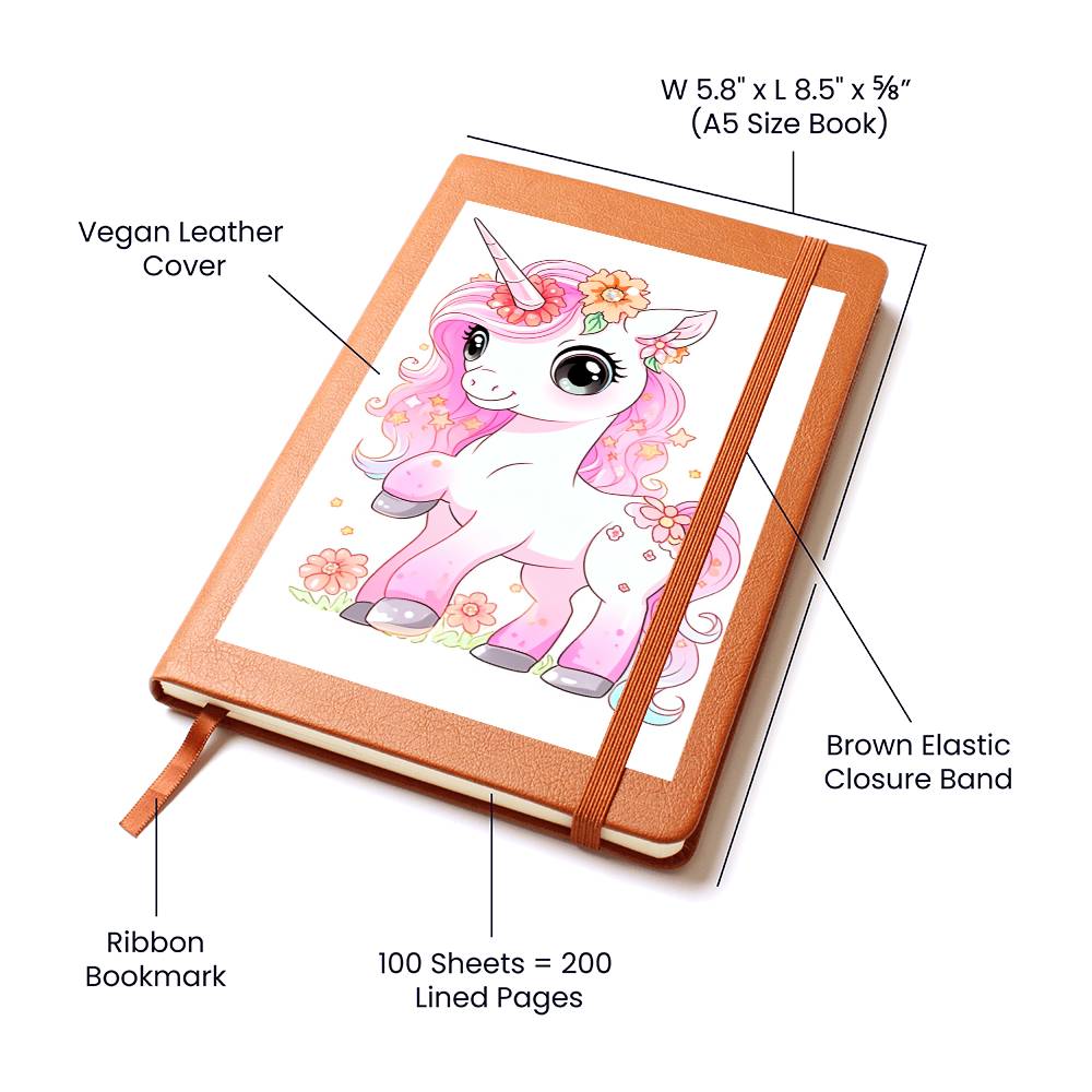 Cute Unicorn 067 - Vegan Leather Journal