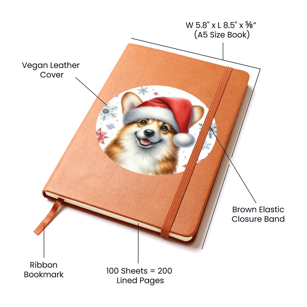 Christmas Dog - Pembroke Welsh Corgi  - Vegan Leather Journal