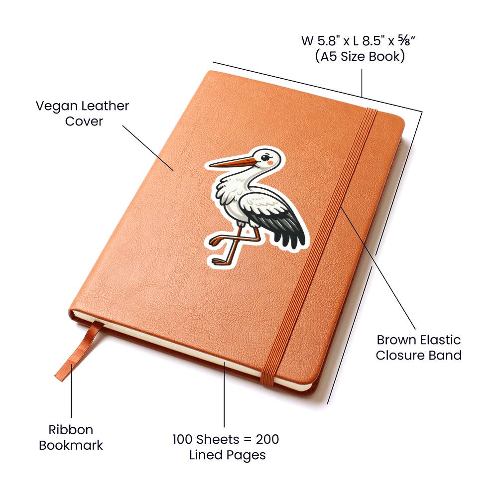Cute Stork sticker 170 - Vegan Leather Journal