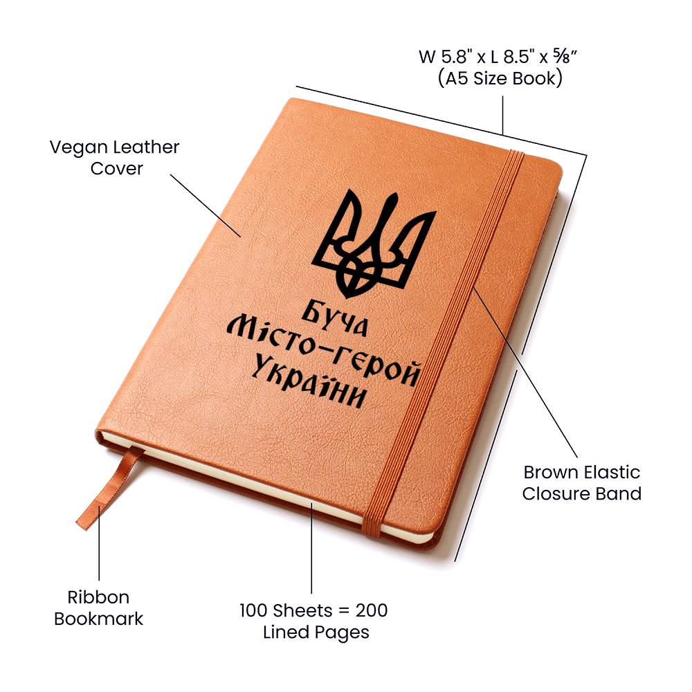 Bucha Hero City of Ukraine - Vegan Leather Journal