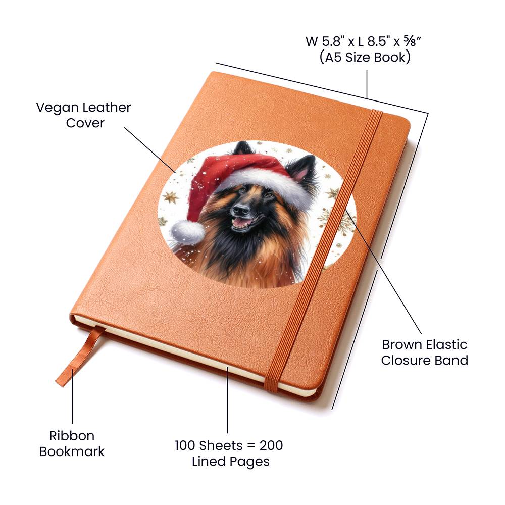 Christmas Dog - Belgian Tervuren - Vegan Leather Journal