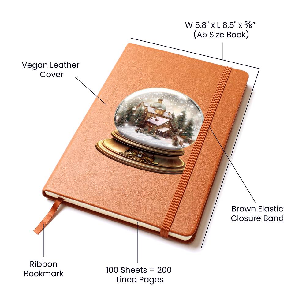 Watercolor Christmas Snow Globe 019 - Vegan Leather Journal