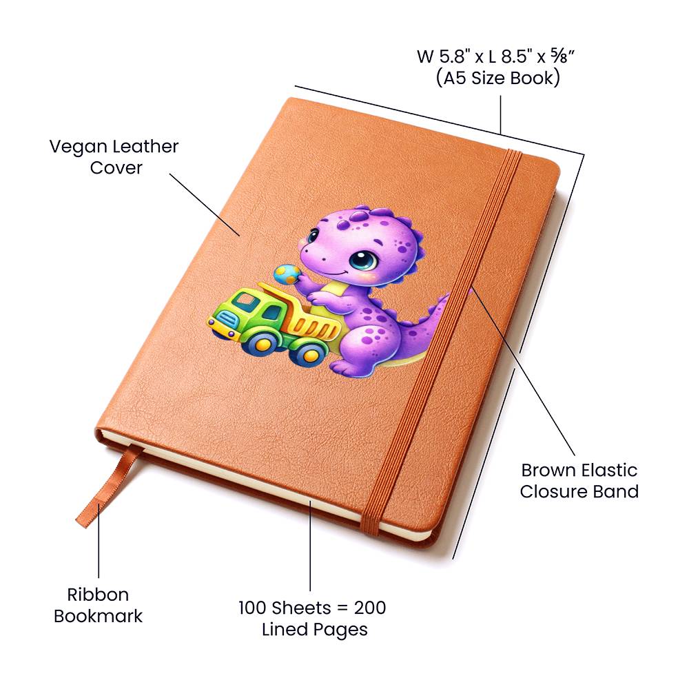 Colorful Baby Dinosaur 103 - Vegan Leather Journal