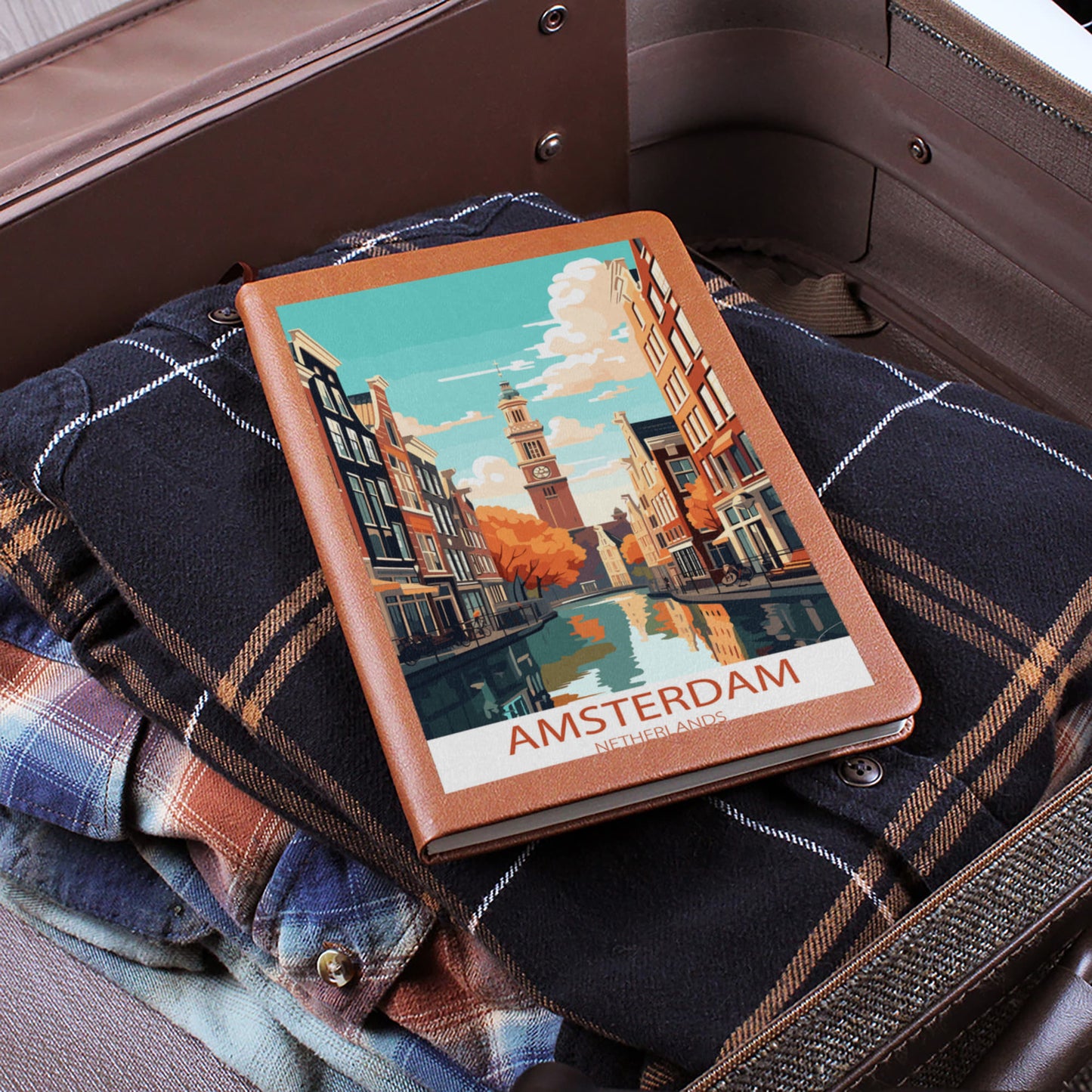 Famous Travel Destinations - Amsterdam, Netherlands - Vegan Leather Journal