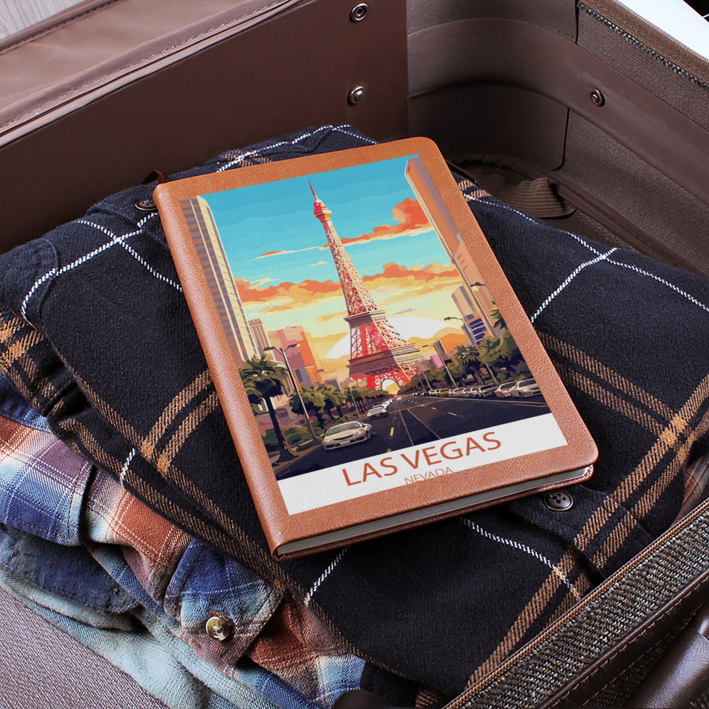 Famous Travel Destinations - Las Vegas, Nevada - Vegan Leather Journal
